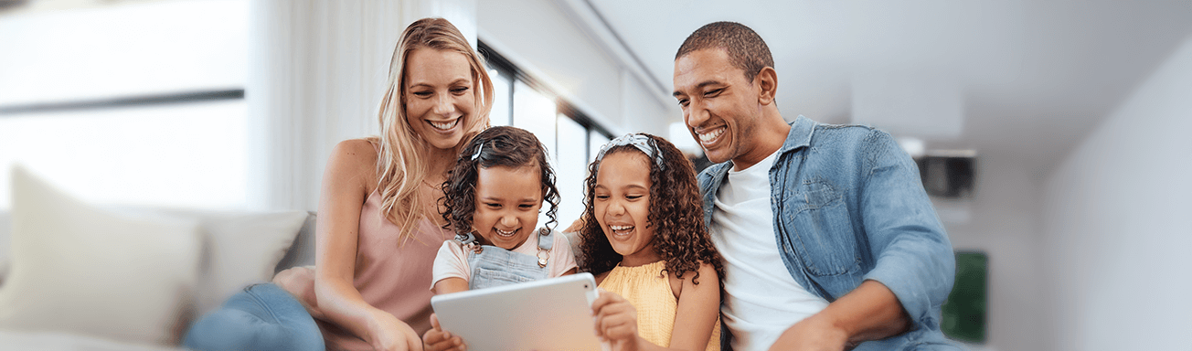 a family enjoying screen time 