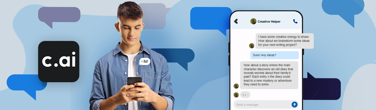 teenager using character ai on phone