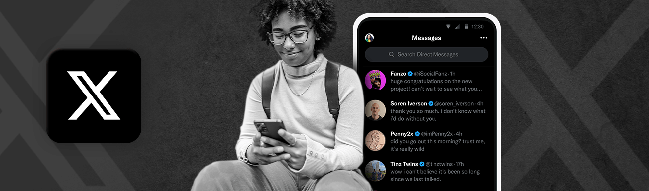 Teenage girl using X/Twitter