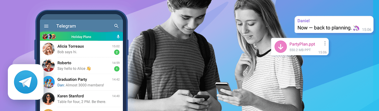 Children using Telegram