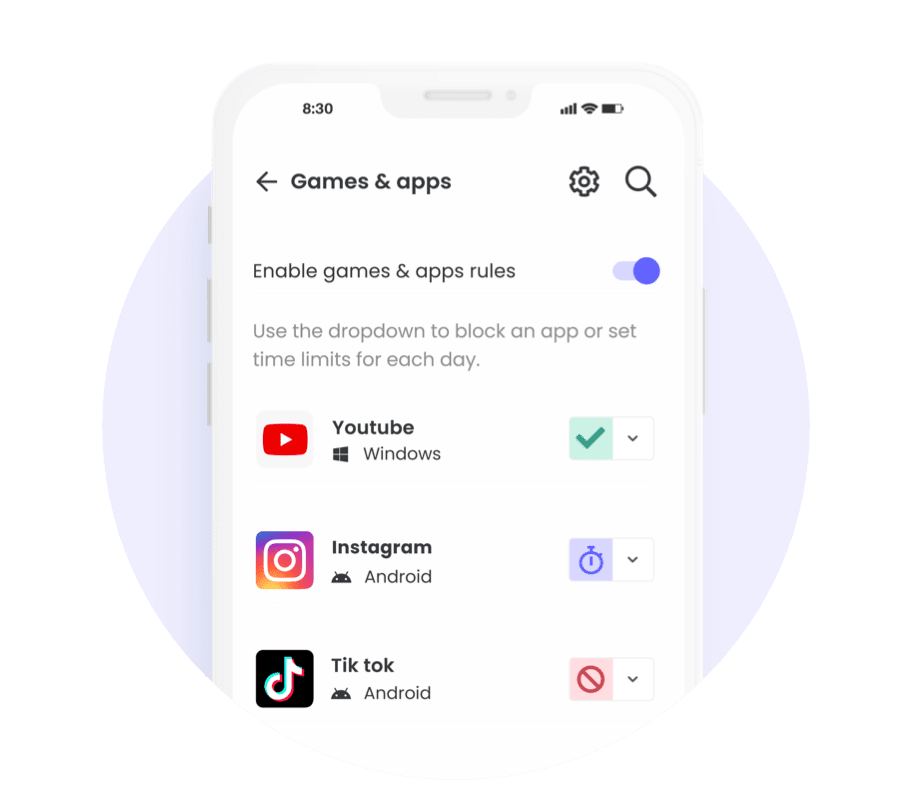 Block apps with Qustodio