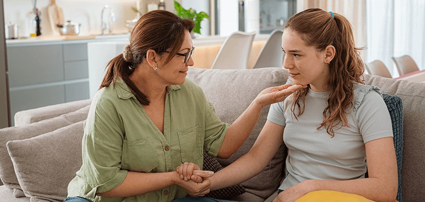 Mom listening to daughter 